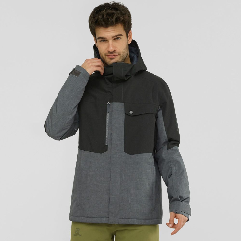 Chaqueta Esqui Salomon Hombre Gris / Negras - Salomon Argentina POWDERSTASH M,310475-SCH